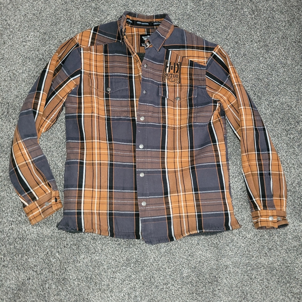 Harley Davidson Fleece lined Flannel Jacket sz L